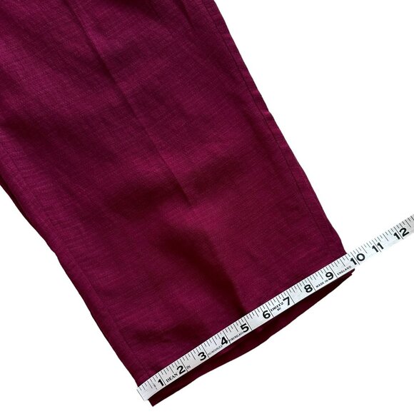 Eileen Fisher L Raspberry Red Linen Blend Short Sleeve Top Wide Leg Pants Set - Picture 13 of 13